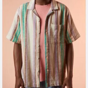 BDG Eli Striped Camp Collar Shirt